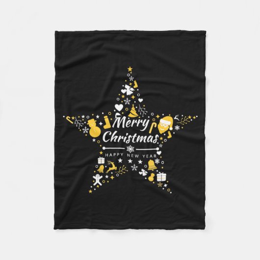 Merry Christmas And Happy New Year Xmas Star Fleecedecke (Vorderseite)