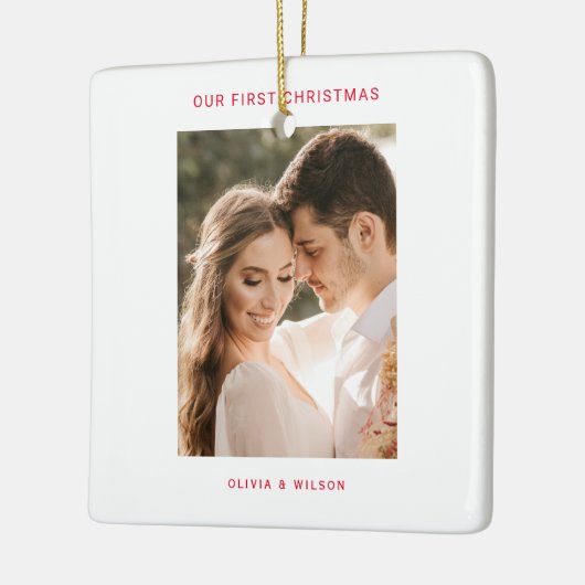 Merry Christmas and Married Photo Keramikornament (Links)