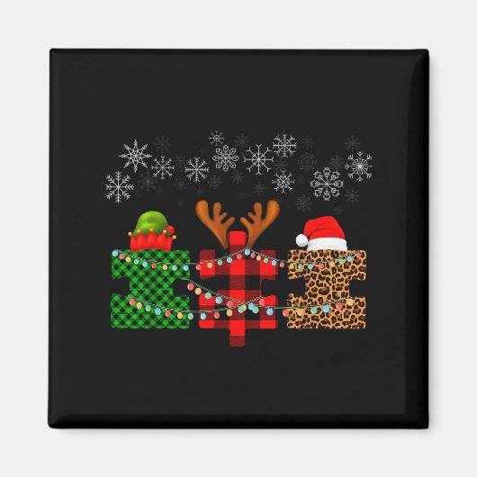 Merry Christmas And Snowflakes Autism Merry Christ Magnet (Vorne)