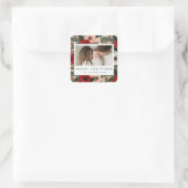 Merry Christmas Anemone Floral Background Quadratischer Aufkleber (Tasche)