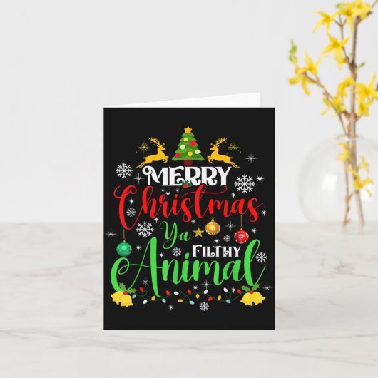 Merry Christmas Animal Filthy Ya Xmas Family Pajam Karte (Gelbe Blume)