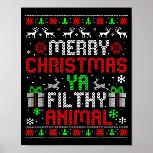 Merry Christmas Animal Filthy Ya Xmas Family Pajam Poster (Vorne)