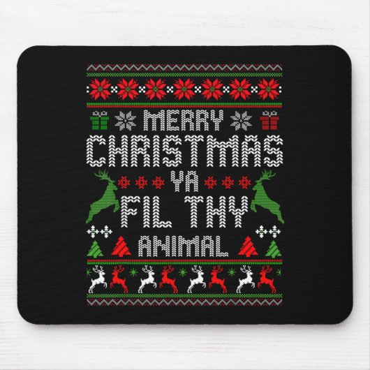 Merry Christmas Animal Filthy Ya Xmas Pajama Chris Mousepad (Vorne)