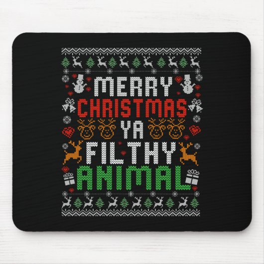 Merry Christmas Animal Filthy Ya Xmas Pajama Shirt Mousepad (Vorne)