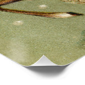 Merry Christmas, Antique Card, Santa and Reindeer Poster (Ecke)