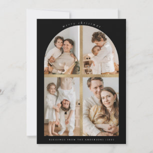 Merry Christmas Arch Cross Faux Gold Foil 4 Photos Feiertagskarte