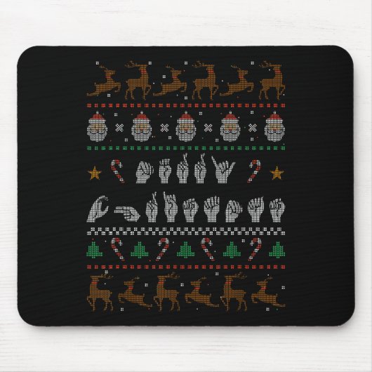 Merry Christmas Asl Sign Language Deaf Pride Sped Mousepad (Vorne)