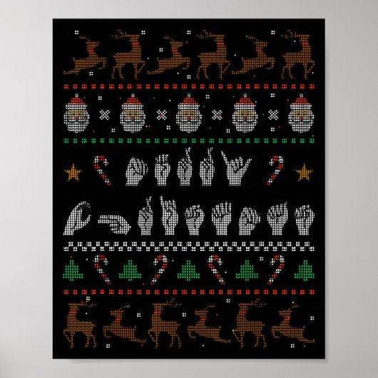 Merry Christmas Asl Sign Language Deaf Pride Sped  Poster (Vorne)