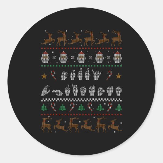 Merry Christmas Asl Sign Language Deaf Pride Sped Runder Aufkleber (Vorderseite)