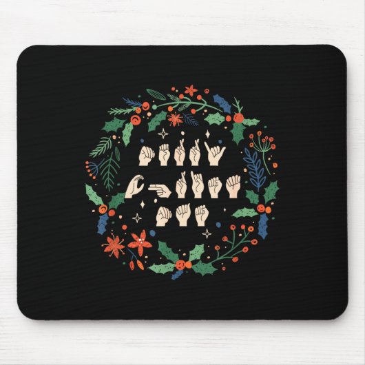Merry Christmas Asl Sign Language Deaf Sped Women Mousepad (Vorne)