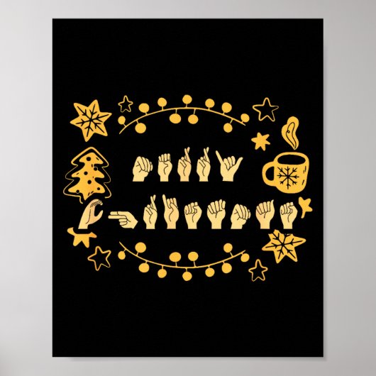 Merry Christmas Asl Sign Language Deaf Sped Women Poster (Vorne)
