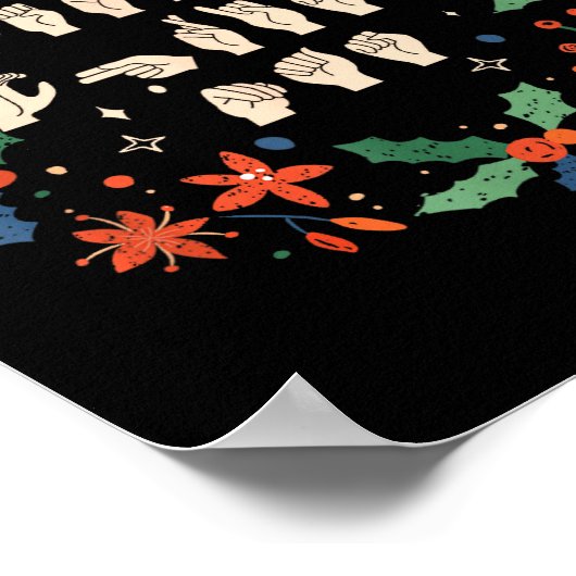 Merry Christmas Asl Sign Language Deaf Sped Women Poster (Ecke)