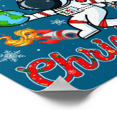 Merry Christmas Astronaut Santa Hat Snowflakes Tre Poster (Ecke)