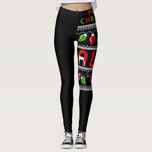 Merry Christmas Aunt Light Ugly Christmas Leggings (Vorderseite)