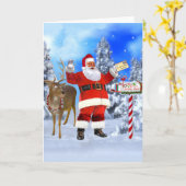 MERRY CHRISTMAS AUS SANTA KARTE (Gelbe Blume)