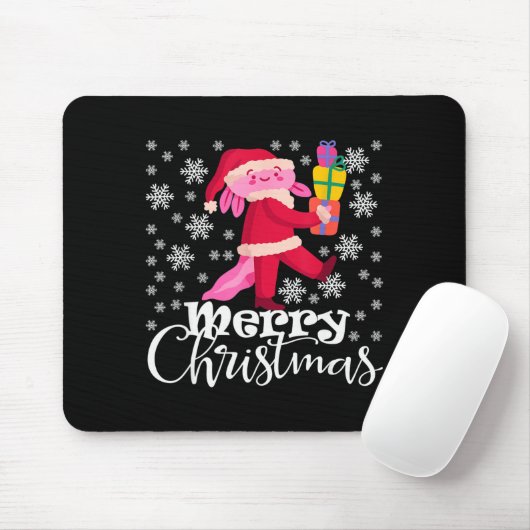 Merry Christmas Axolotl Funny Christmas Snowflakes Mousepad (Mit Mouse)