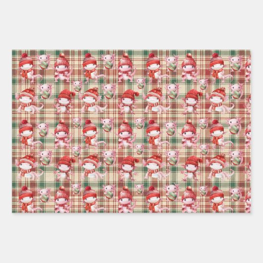 Merry Christmas Axolotl Wrapping Paper Sheet Geschenkpapier Set (Vorderseite 3)