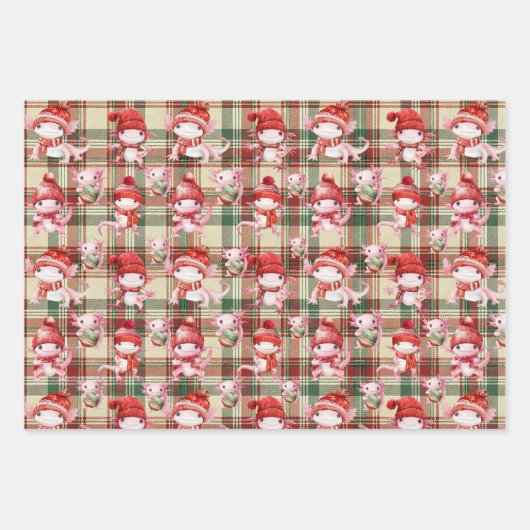 Merry Christmas Axolotl Wrapping Paper Sheet Geschenkpapier Set (Vorderseite 2)