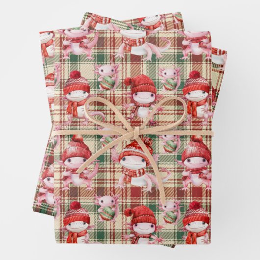 Merry Christmas Axolotl Wrapping Paper Sheet Geschenkpapier Set (Beispiel)