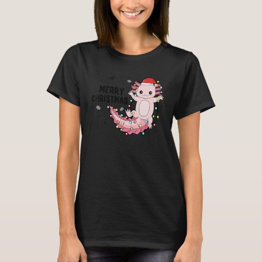Merry Christmas Axolotl Xmas Lights Salamander T-Shirt (Vorderseite)