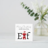 Merry Christmas Baby Elf Holiday Greeting Card Quadratische Visitenkarte (Stehend Vorderseite)