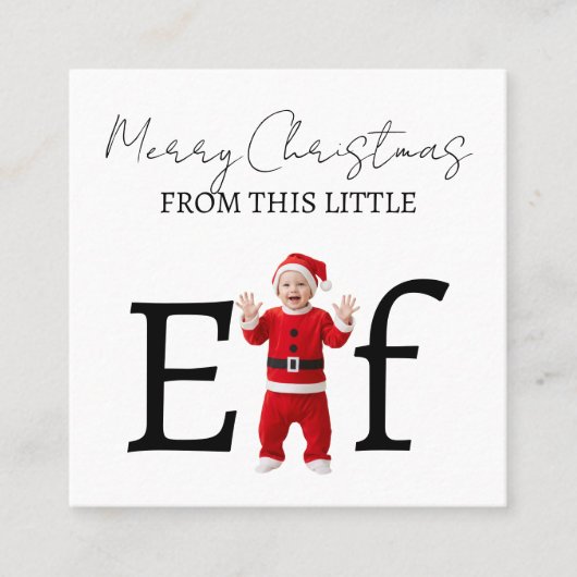 Merry Christmas Baby Elf Holiday Greeting Card Quadratische Visitenkarte (Vorderseite)