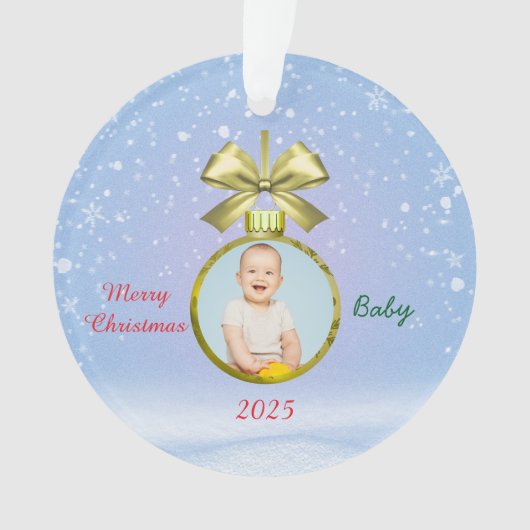 Merry Christmas Baby Photo  Ornament (Vorderseite)