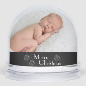Merry Christmas Baby with ornaments Double Photo Schneekugeln (Vorderseite)