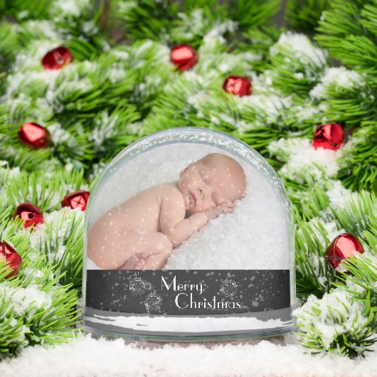 Merry Christmas Baby with ornaments Double Photo Schneekugeln (Weihnachten)