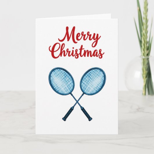 Merry Christmas Badminton Card Karte (Vorderseite)