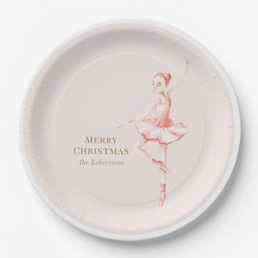 Merry Christmas Ballerina Paper Plate Pappteller (Vorderseite)