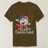 Merry Christmas Baseball Player Christmas Lights X T-Shirt (Design vorne)