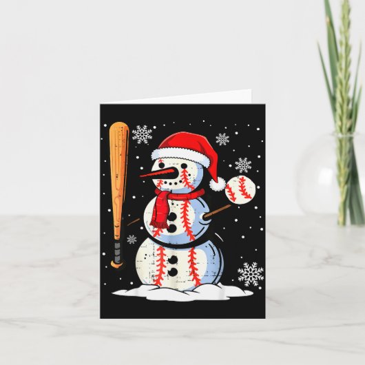 Merry Christmas Baseball Snowman Holiday Srts Xmas Karte (Vorderseite)