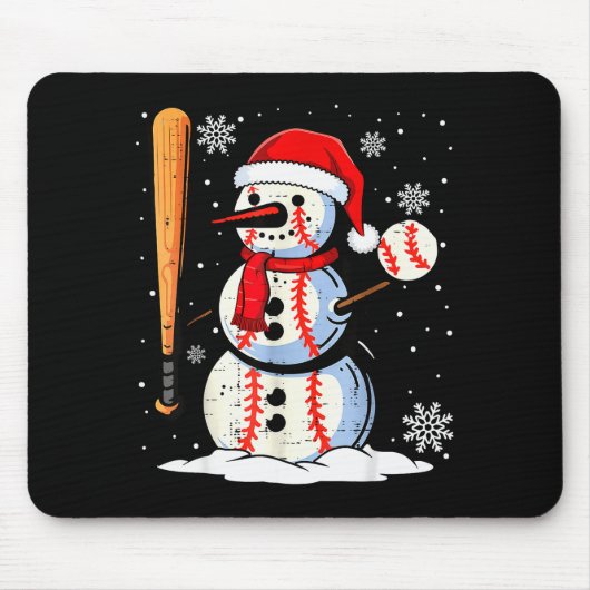 Merry Christmas Baseball Snowman Holiday Srts Xmas Mousepad (Vorne)
