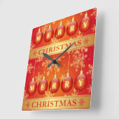 Merry Christmas Baubles Red Gold Ornaments Quadratische Wanduhr (Winkel)