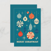 MERRY CHRISTMAS BAUBLES RETRO DANKESKARTE (Vorne/Hinten)