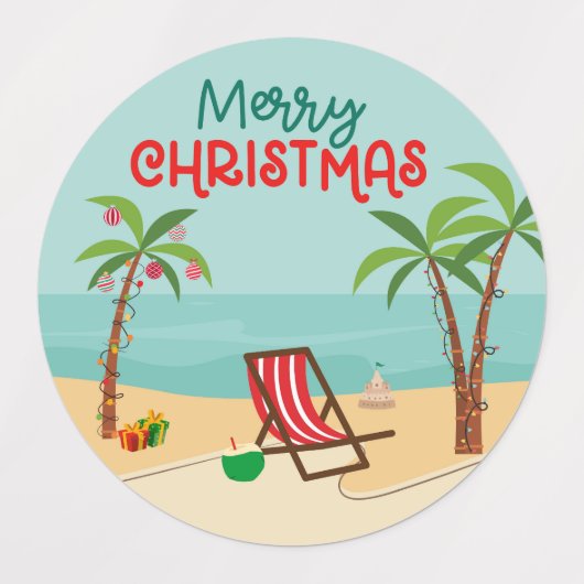  Merry Christmas Beach Etiketten (Design 1)