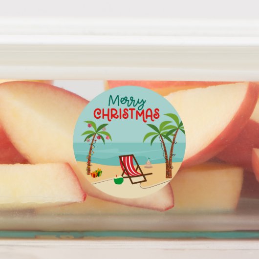 Merry Christmas Beach Etiketten (Befestigt)