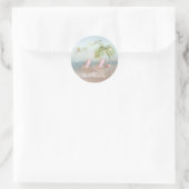 Merry Christmas Beach Flamingo Wreath einzigartig Runder Aufkleber (Tasche)