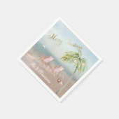 Merry Christmas Beach Flamingo Wreath einzigartig Serviette (Ecke)