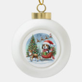 MERRY CHRISTMAS BEAGLE KERAMIK Kugel-Ornament (Vorderseite)