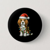 Merry Christmas Beagle Santa Christmas Lights Dog Button (Vorderseite)
