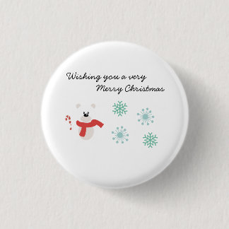 Merry Christmas Bear Button