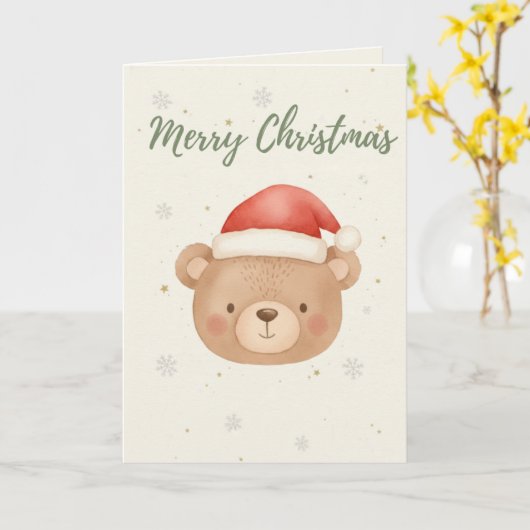Merry Christmas Bear card Karte (Gelbe Blume)