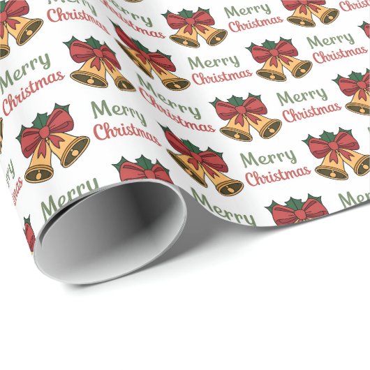 Merry Christmas Bells Geschenkpapier (Rolleneckpunkt)