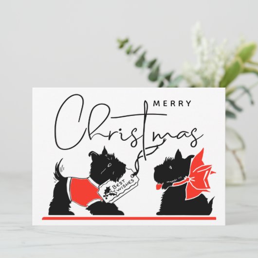 MERRY CHRISTMAS | Best Wishs Scottie Dogs (Stehend Vorderseite)