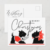 MERRY CHRISTMAS | Best Wishs Scottie Dogs Postkarte (Vorne/Hinten)