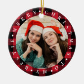 Merry Christmas Bestie Buffalo Plaid Photo Keramik Ornament (Vorne)