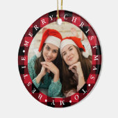 Merry Christmas Bestie Buffalo Plaid Photo Keramik Ornament (Links)