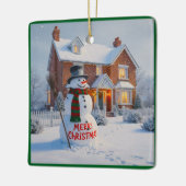 MERRY CHRISTMAS BIG SNOWMAN WINTER SCENE KERAMIKORNAMENT (Links)
